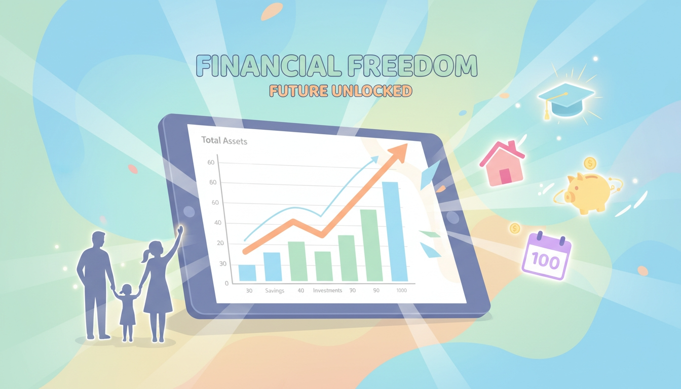 教育費と資産推移を100歳まで試算するライフプランシミュレーターのイメージイラスト