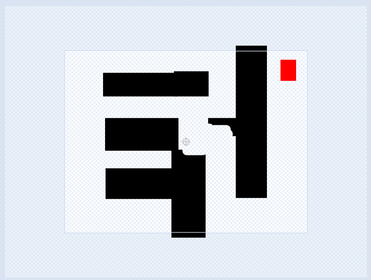 迷路の背景を描画しているScratchペイントエディタの全体画面