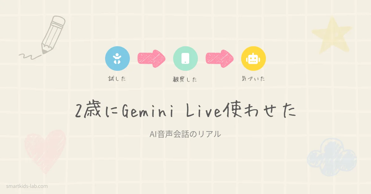 2歳児がスマホでGemini Liveと音声会話している様子のイメージ