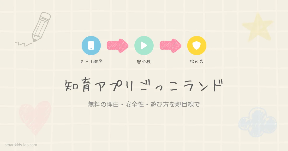 スマートキッズラボのアイキャッチ画像：知育アプリごっこランドを親目線で解説するブログ記事