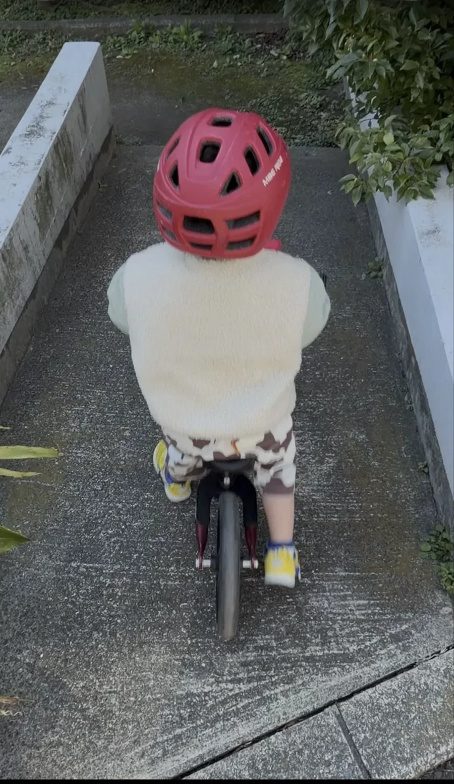 近所の公園でストライダーに乗る3歳児
